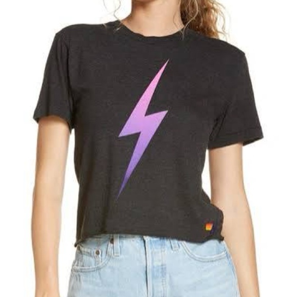 AVIATOR NATION BOLT BOYFRIEND TEE - NEON PURPLE // NEON PINK